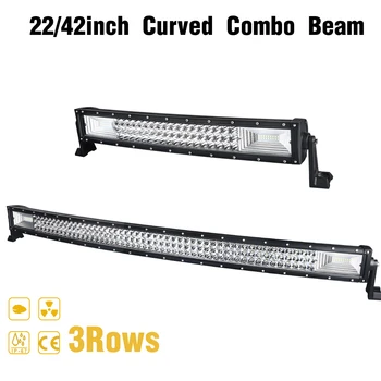 

22 / 42 inch Curved 3 Rows LED Light Bar for Working Car Tractor Boat OffRoad Off Road 4WD 4x4 Truck SUV ATV Driving 12V 24V