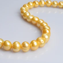 Натуральный желтый пресноводный жемчуг 10-11 мм Круглый 15 дюймов DIY ожерелье браслет серьги