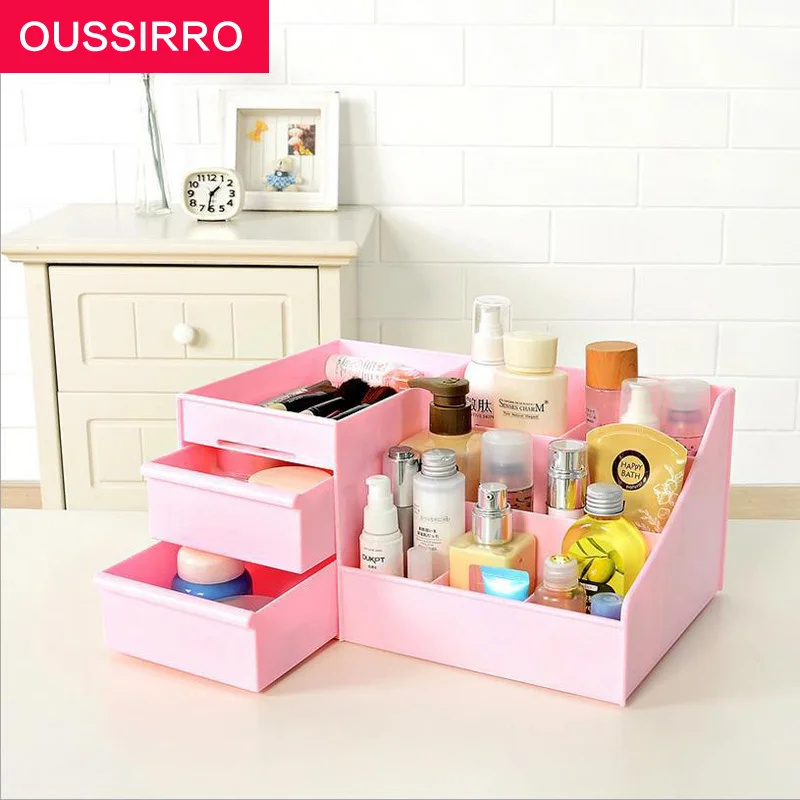 

Storage Box For Jewelry Makeup Organizer For Cosmetic Assemble DIY Container Box Case For Office color random