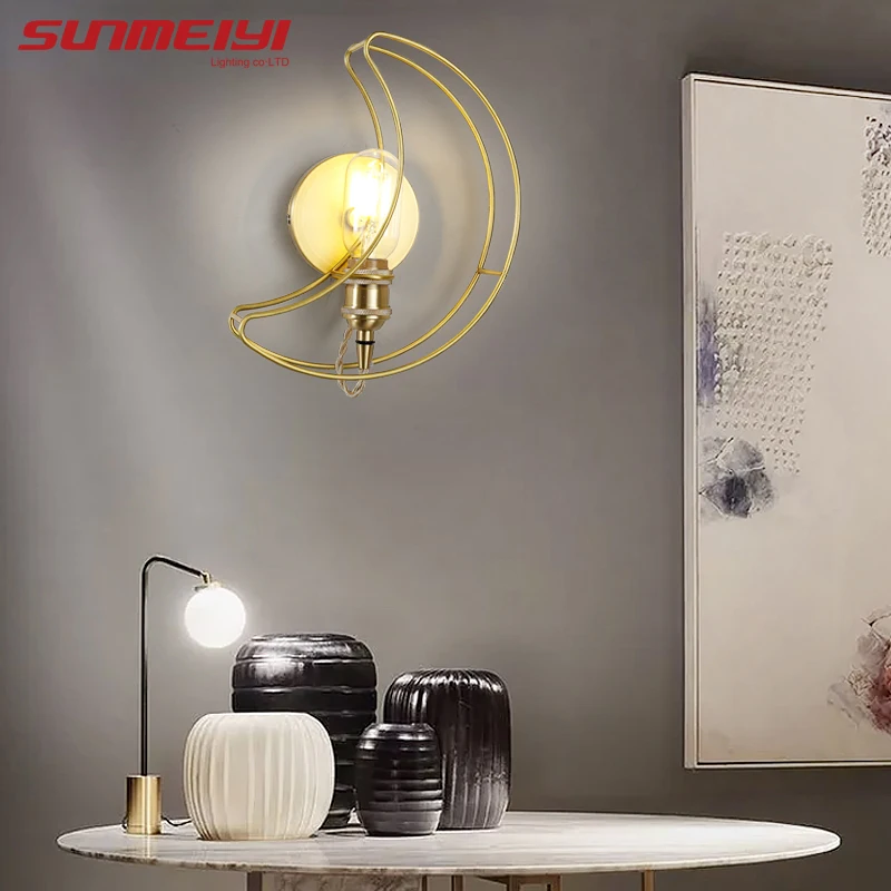 Us 63 26 20 Off Modern Led Wall Lamps Gold Moon Art Light For Kids Room Study Living Vintage Bedroom Lamp Lamparas De Pared Interior In Us 63 26 20 Off Modern Led Wall Lamps Gold Moon Art Light For Kids Room Study Living Vintage Bedroom Lamp Lamparas De Pared Interior In