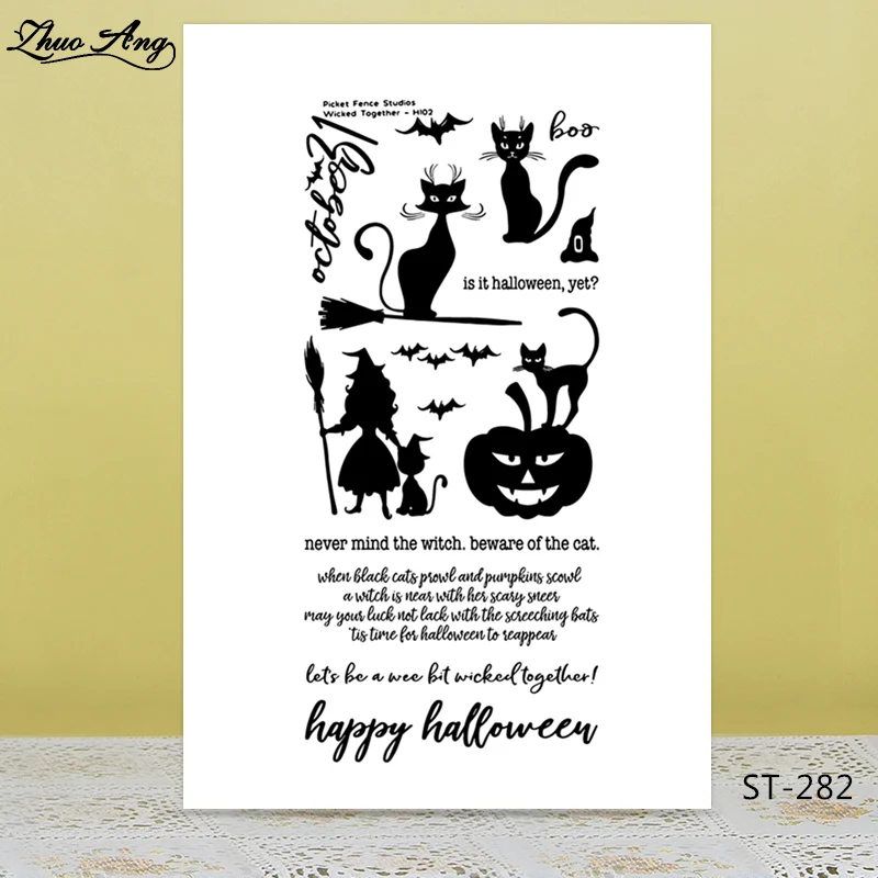 

Cat and Pumpkins Clear Silicone Stamp/Seal for DIY Scrapbooking/Photo Album Decorative Card Making Clear Stamps