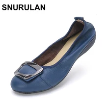 Snurulan большой размер 35–42 женская обувь Обувь из натуральной кожи на плоской подошве 5 цветов Лоферы для женщин модные мягкие Женские туфли-лодочки