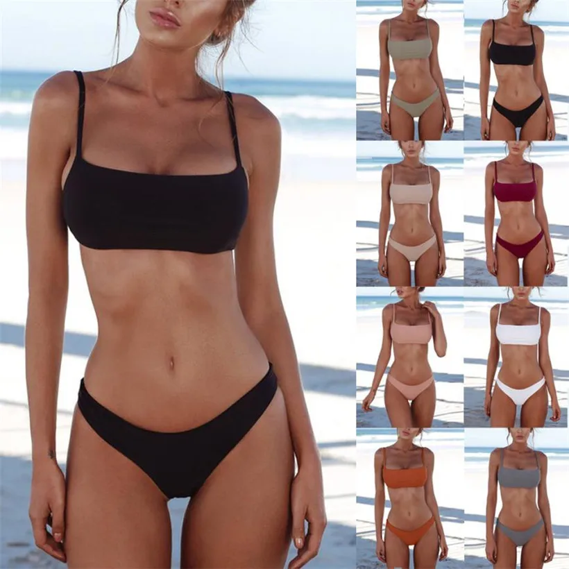 

Women Bandeau Bandage Bikini Set Push-Up Brazilian Swimwear Beachwear Swimsuit 0702