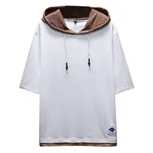 Мужские летние футболки, модные повседневные худи в стиле пэчворк, топ с короткими рукавами белого цвета, Новое поступление, Мужская Уличная одежда