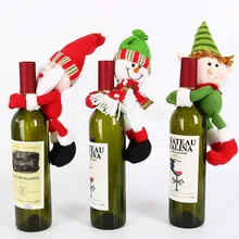 3 teile/los Weihnachten Zubehör Wein Flasche Abdeckung Cute Santa Claus Schneemann Puppe Rot Wein Party Ornament Für Festival Lieferungen