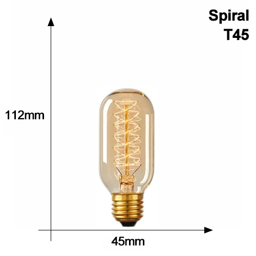 YNL ретро лампы Эдисона T185 T10 T45 40 Вт E27 220V нить накаливания винтажная лампочка эдисона подвесная люстра украшения - Цвет: T45 Spiral