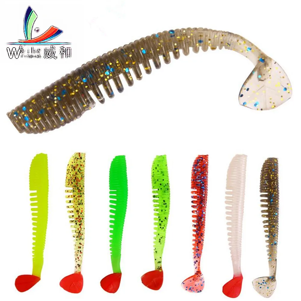 

10 pcs/lot Tail Soft Bait Shad Worm Fishing Lures 80mm 2.5g Silicone Soft Bait peche Carp Artificial Soft Lure Swim Bait