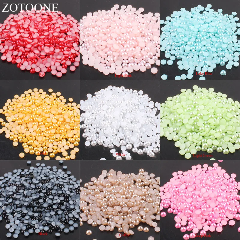 

ZOTOONE 1000Pcs 6mm AB Colors Flatback Glue On Rhinestones Pearl Beads Multicolors ABS Resin Half Round Pearls For Nail Art E