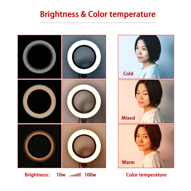  fosoto 16cm/26cm Photographic Lighting 3200K-5500K Dimmable Led Ring Light Lamp Photo Studio Phone  - 32993252276