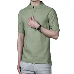 2017 Горячая Распродажа модные летние мужские льняные рубашки с коротким рукавом Повседневная slim fit Мужские рубашки (Азиатский Размеры) AYG247