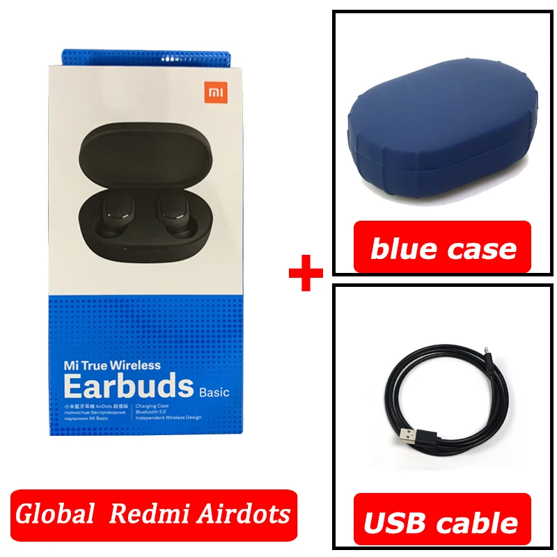 Xiaomi airdots Redmi Airdots TWS беспроводные наушники Голосовое управление Bluetooth 5,0 шумоподавление управление краном - Цвет: GL cablel blue case