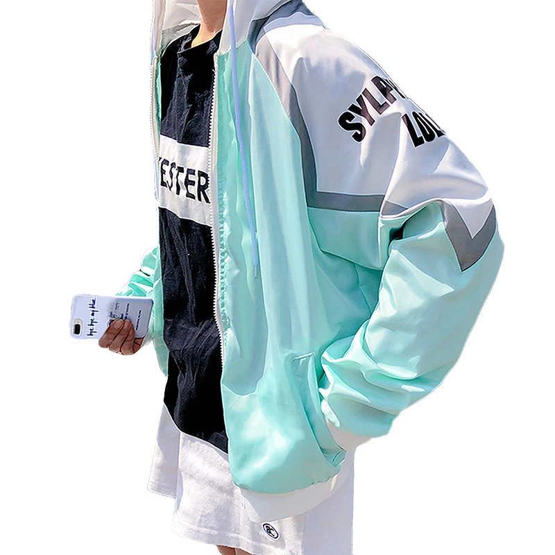 

2019 Fashion Harajuku Women Windbreaker Loose Pockets Print bomber Hooded Jacket Women Plus Size Basic Coat chaqueta mujer