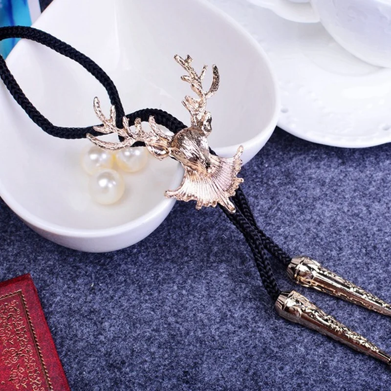 

2019 Golden Deer Head Bolo Tie For Men White Shirt Women Bowtie Bola Ties Rodeo Dance Bootlace Tie Necktie Men Accessories