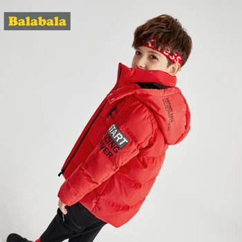 

Balabala Boys Printed Lightweight Hooded Down Jacket with Zip Hooded Puffer Jacket with Zip Pocket in Silky Polyester Lined