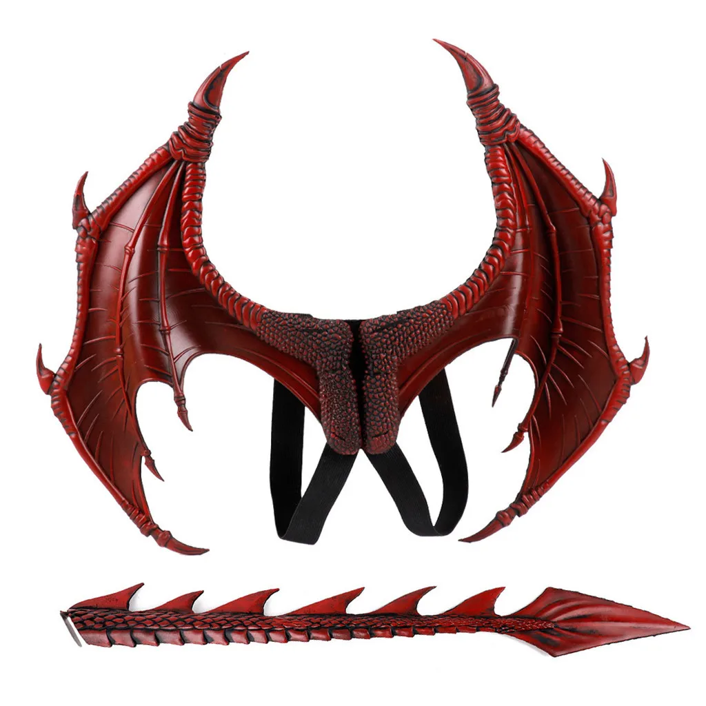 Cosplay How to Train Your Dragon costume props kids adult black demon dragon vampire wings mask halloween carnival purim props - Цвет: Red