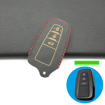 

Car 100% Leather Key Holder Cover Case Shell Chain For Toyota Camry Corolla C-HR CHR Prado 2017 2018 Key Protection