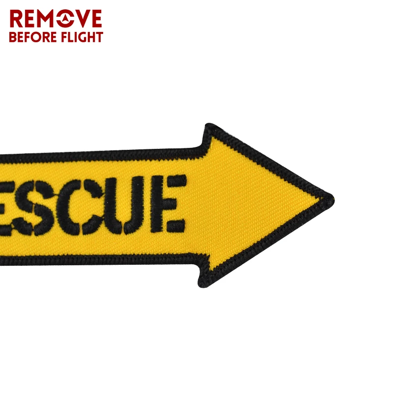 Remove Before Flight Rescue Key Chain for Cars Key Tag Cool Yellow Arrow Shaped Embroidery Key Fob OEM Keychain for Motorcycles (11)