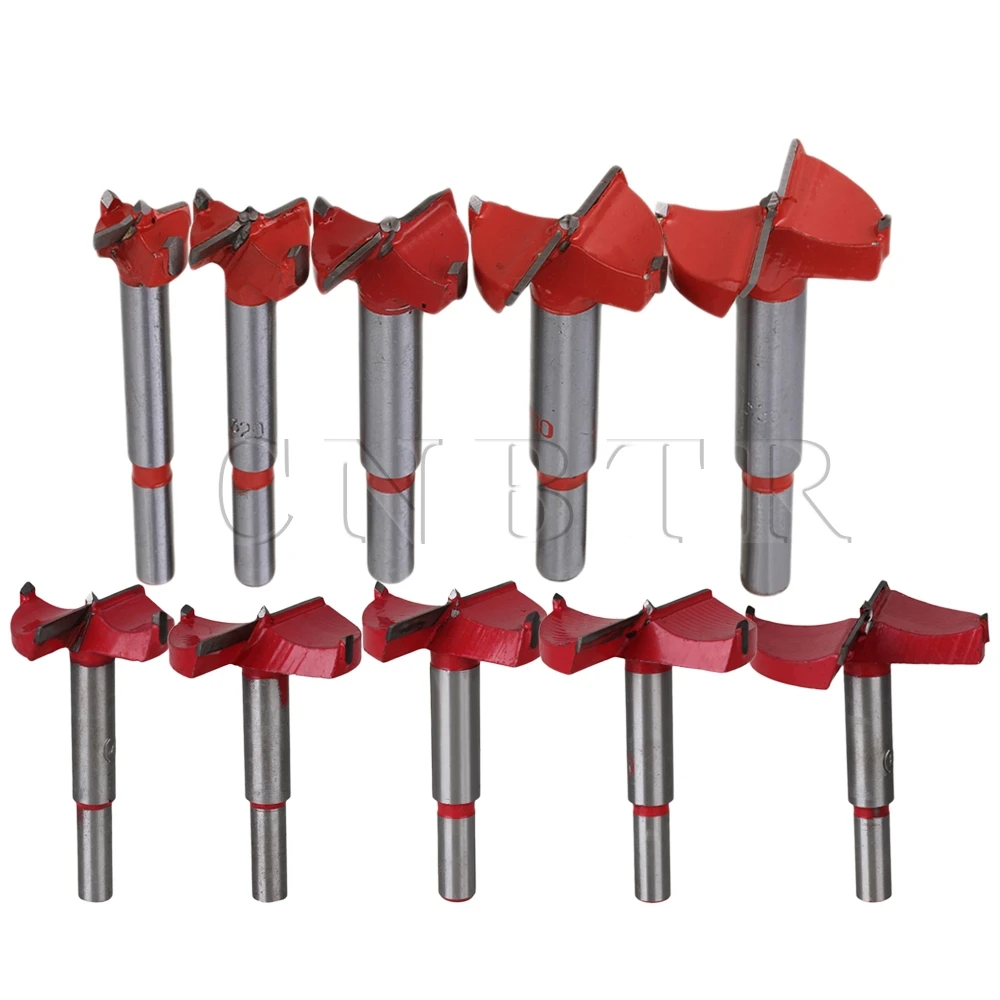 

CNBTR 16-60mm Dia Sliver Alloy Steel Open Hole Woodworking Forstner Drill Bit Cutter Power Tool Pack of 10