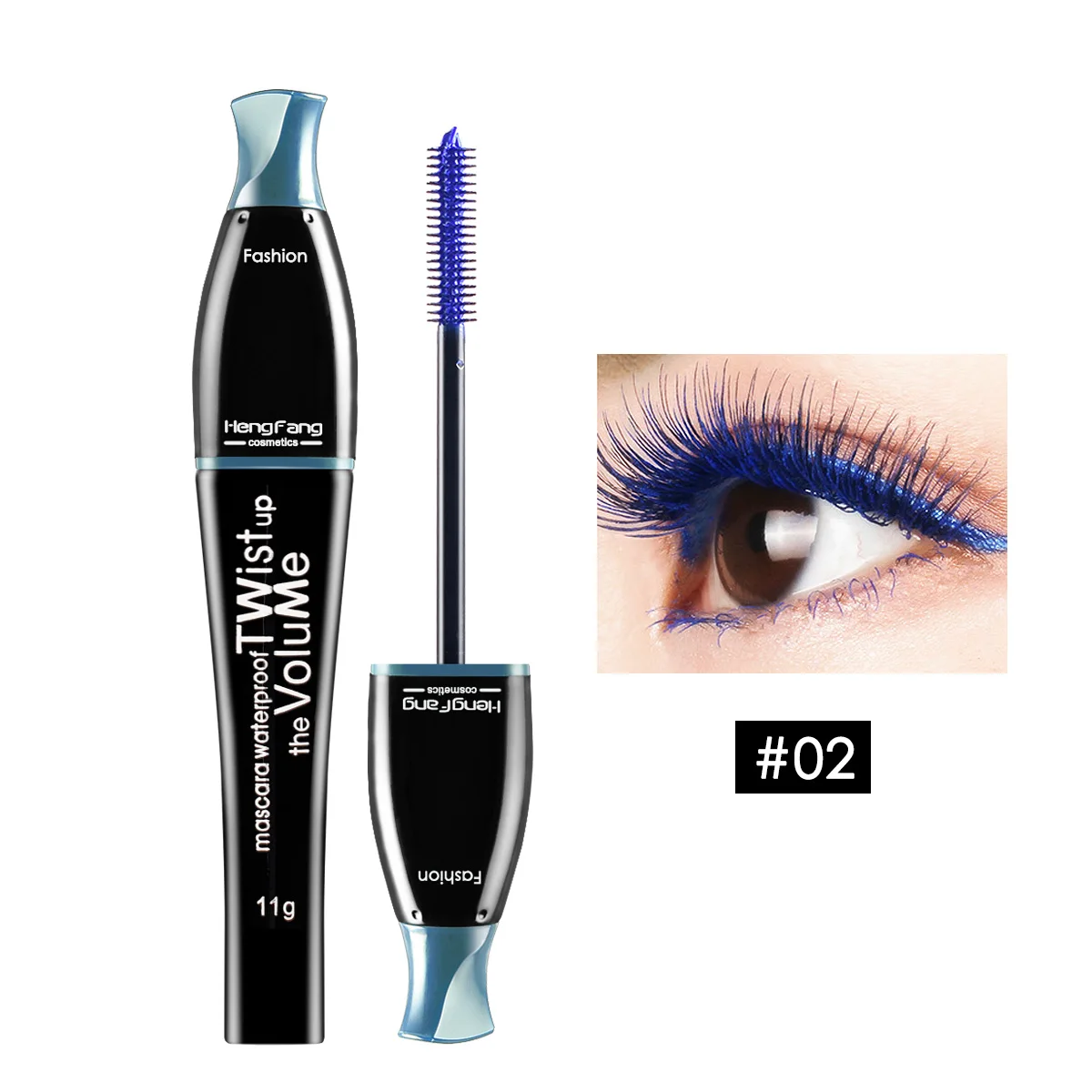 02 Dark Blue Удлиняющая Подкручивающая тушь для ресниц, 4 цвета, водостойкая, для глаз, 11 г, макияж, бренд HengFang# H6160 - Цвет: 02 Dark Blue