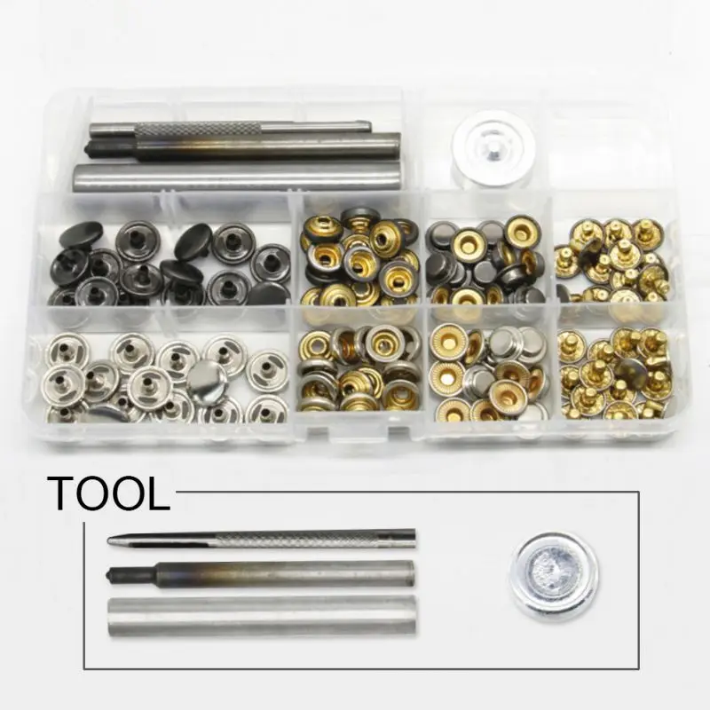 

30 Sets Snap Fasteners Kit 2 Colors Metal Snap Buttons Press Studs with 4 Pieces Fixing Tools for Leather, Coat, Down Jacket, Je