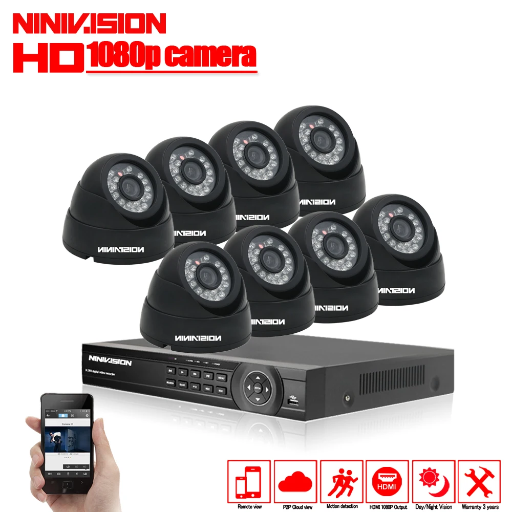  8CH CCTV Camera System AHD CCTV DVR 8PCS 2MP IR indoor Security Camera 1080P 3000TVL Camera Bullet  - 32433923188