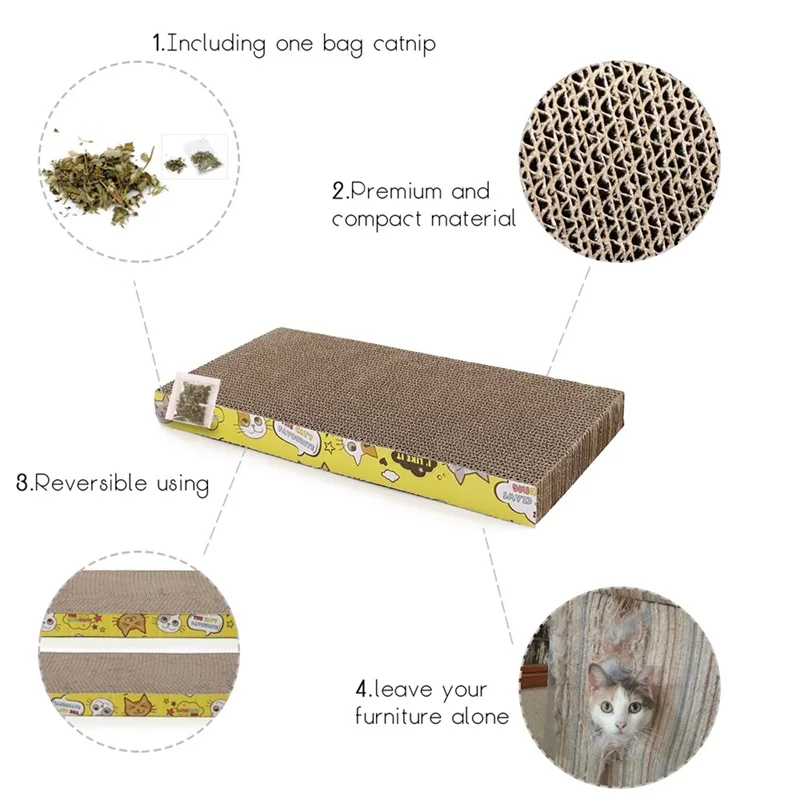 Cat Scratch Board Straight/S/W Shape Big-size Double-sided Durable Pet Scratcher Pad Bed Mat With Catnip Toy Claw Care Cat Toy Cat Scratch Board Straight/S/W Shape Big-size Double-sided Durable Pet Scratcher Pad Bed Mat With Catnip Toy Claw Care Cat Toy