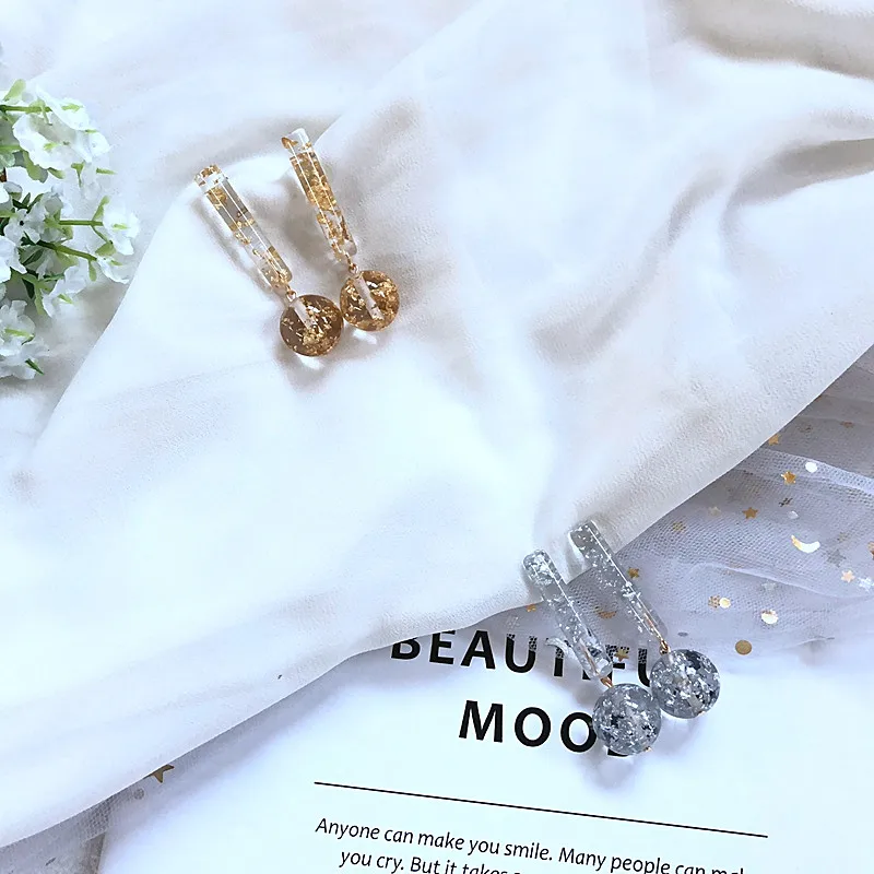 Милый дизайн золото серебро блеск смолы бисер шпилька серьга ювелирные изделия для женщин