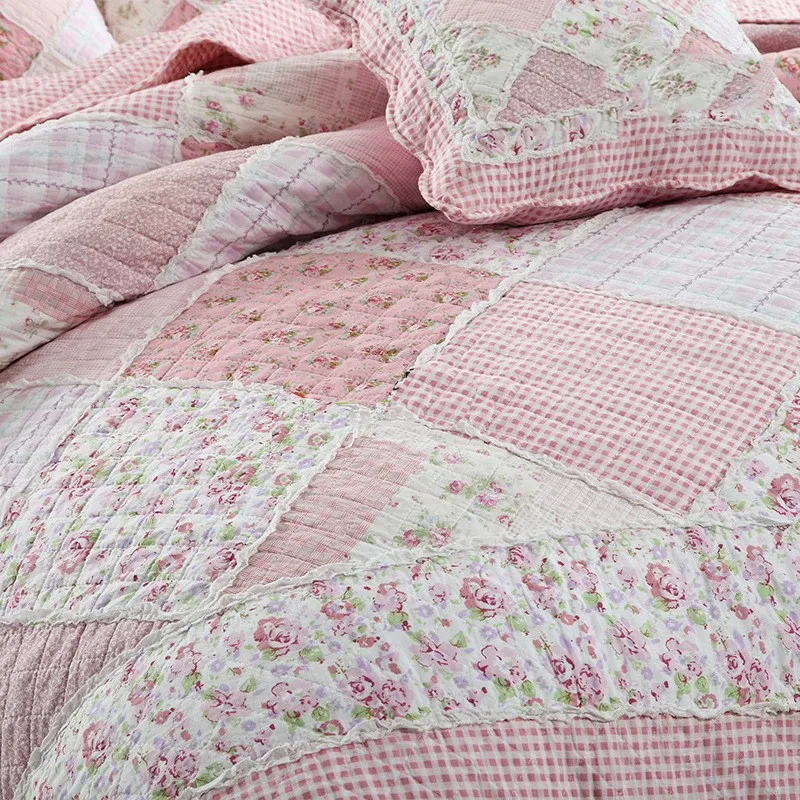 CHAUSUB качество хлопчатобумажное лоскутное одеяло набор 4 шт. корейский стиль Одеяло s покрывало цветочный стеганый комплект постельного белья пододеяльник наволочка