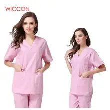WICCON Новая модная женская медицинская униформа, одежда для кормления, короткий рукав, рабочая одежда, v-образный вырез, однотонная летняя, короткий рукав, униформа для медсестры