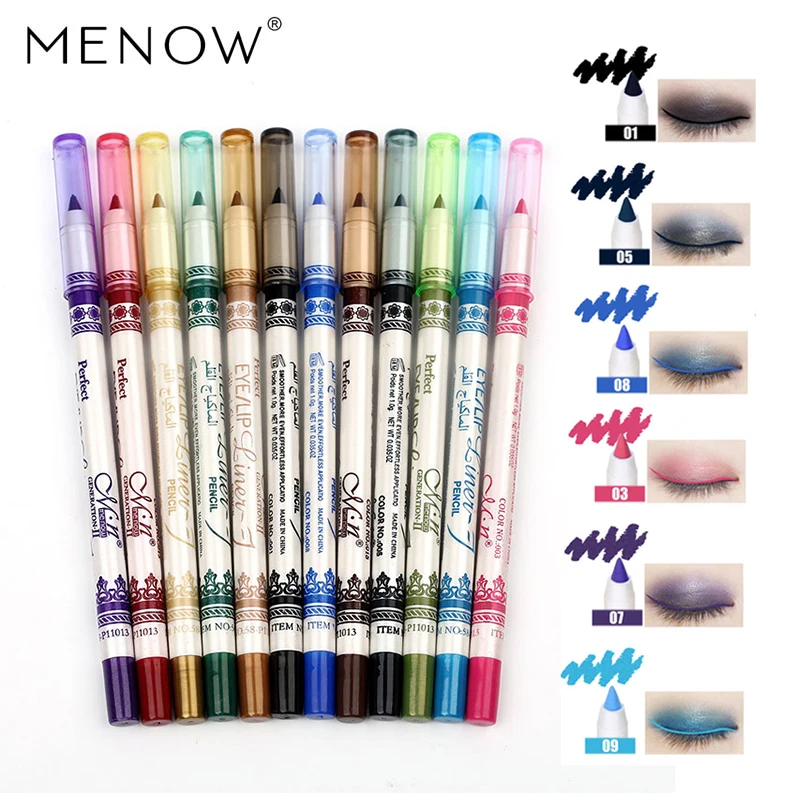 MENOW бренд 12 шт. многоцветный карандаш для век водонепроницаемый и от ...