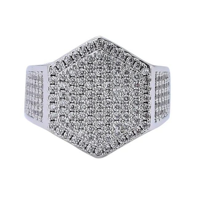 Фото ювелирное изделие в стиле хип хоп круглое кольцо с шестиугольной цена