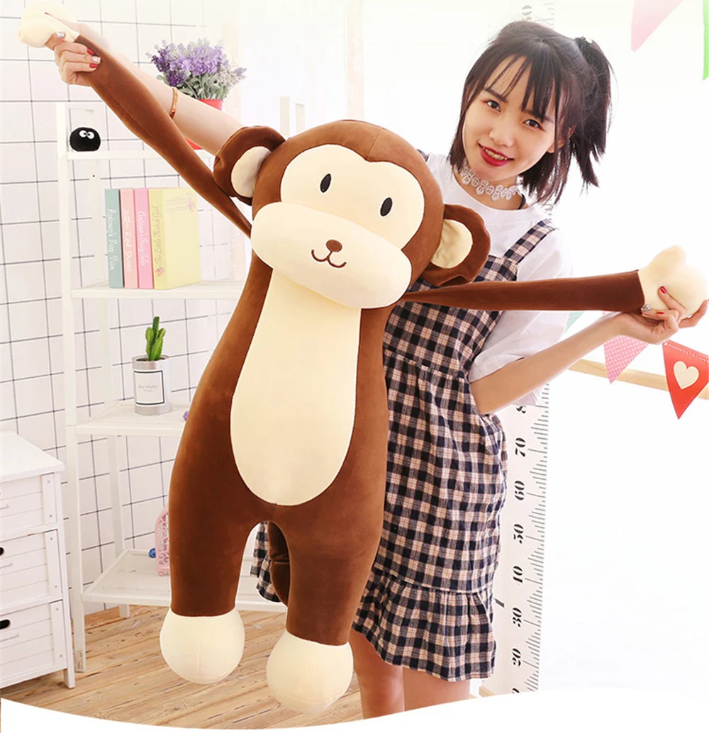 Fancytrader Super Soft Anime Monkey Plush Pillow Doll Cute Stuffed Cartoon Animals Monkey Toys for Kids Gifts 2 Sizes 2 Colors23