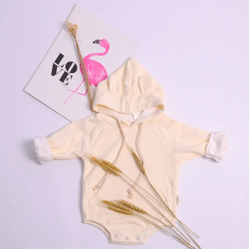 Зимние Детские Боди Милая бархатная одежда с ушками медведя одежда для маленьких девочек Детский Розовый боди Свободная куртка с капюшоном Топ