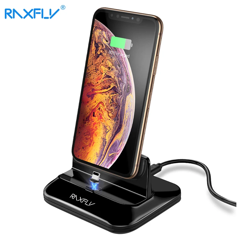 RAXFLY магнитное зарядное устройство usb Док станция для iPhone XS MAX XDesktop зарядная магнит