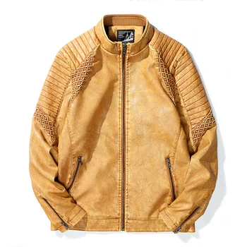 

HOBO new 2019 men's leather jacket Special embroidery and velvet with thick fur youth leisure collar fur clothing