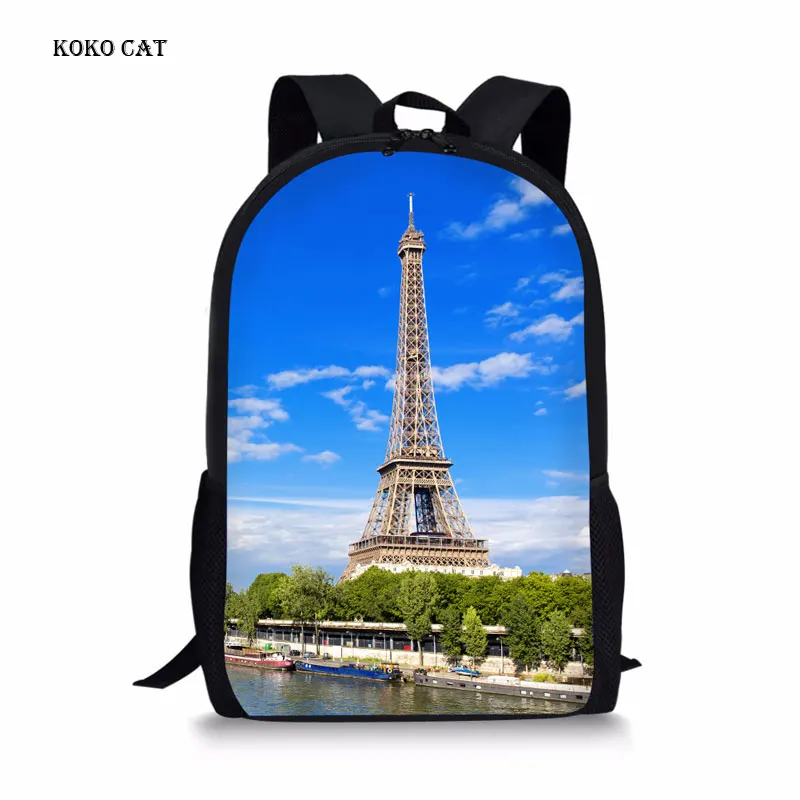 

Cute Eiffel Tower Printing Schoolbag Teenagers Shoulder Backpack Softback School Bags for GirlsBolsa Escolar Mochila Infantil