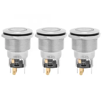 

20Pcs 22mm Self-Locking Type Flat Ring Light NC + NC + C Stainless Steel Button Switch BEM-22-11DS 12VDC