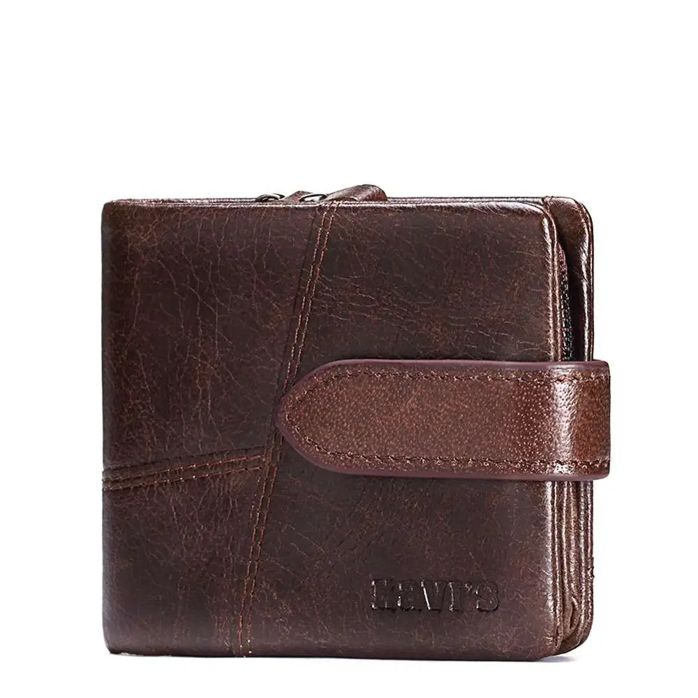 KAVIS, мужской кошелек из натуральной кожи, люксовый бренд, мужской кошелек, портфель с молнией, кошелек для монет, карман, мужской маленький, Portomonee Vallet - Цвет: Coffee S