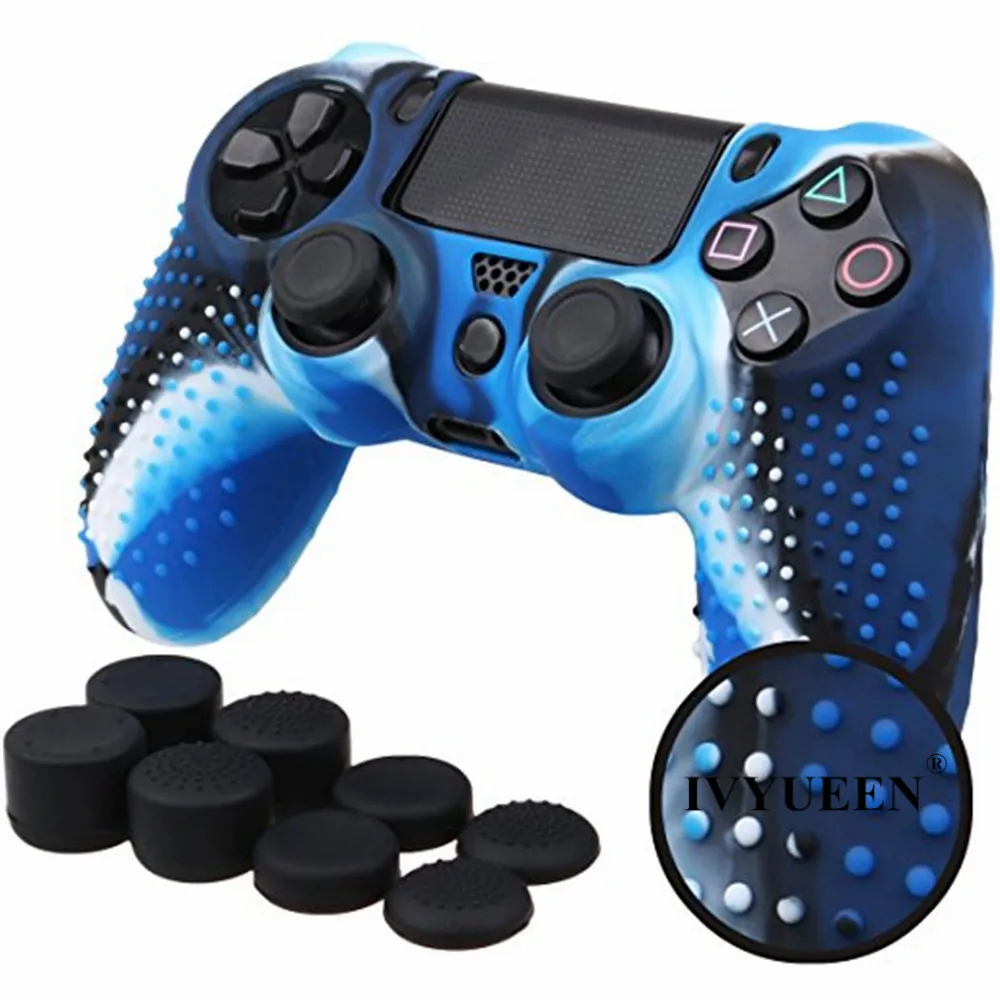 IVYUEEN 9 в 1 с шипами для ухода за кожей кожи Dualshock 4 PS4 Pro тонкий защитный чехол-Обложка с 8 рукоятка пальца шапки для Игровые приставки 4 - Цвет: I