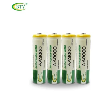 

50pcs/Lot High energy BTY Ni-MH 3000 AA 1.2V Rechargeable Battery for Free shipping 800MHA