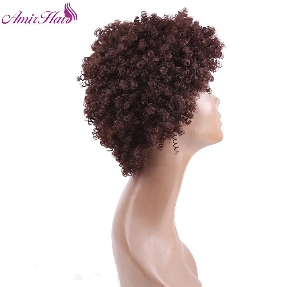 Амир кудрявый афро парик синтетические волосы короткие черные парики для женщин и мужчин парик Африканский Pelucas косплей парик