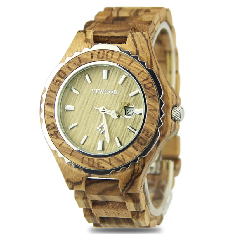 

YFWOOD Quartz Watch Men Watches 2018 Top Brand Luxury Famous Male Clock Wood Wrist Watch Date Quartz-watch Relogio Masculino