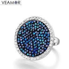 

VEAMOR Pave Maxi Round Rings Luxury Romantic Cocktail Ring For Women Party Jewelry Crystals From Swarovski