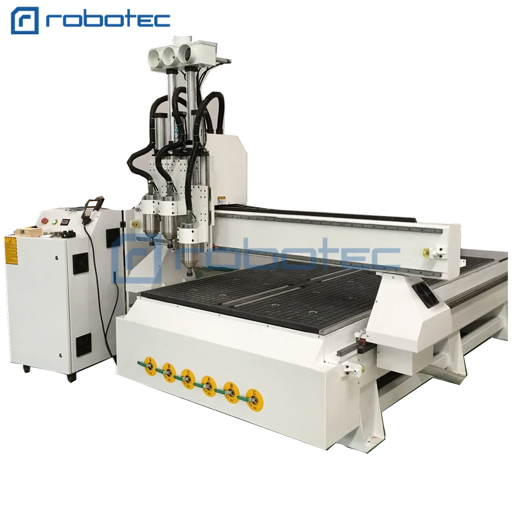 Горячая древесина CNC машина с вакуумным столом/4x8 футов три шпинделя Автоматическая Замена CNC маршрутизатор 1325 для изготовления деревянных дверей шкафа мебели