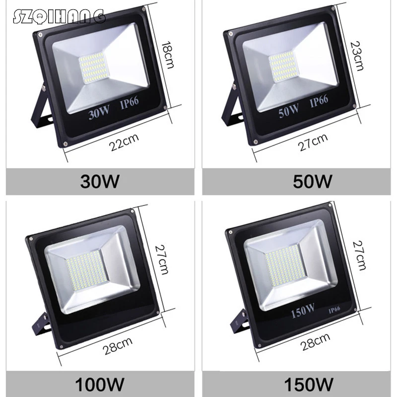110 05 30 de descuento 30w 50w 100w 150w 200w 300w 400w reflector led de inundacion impermeable ip66 foco iluminacion exterior de pared blanco frio