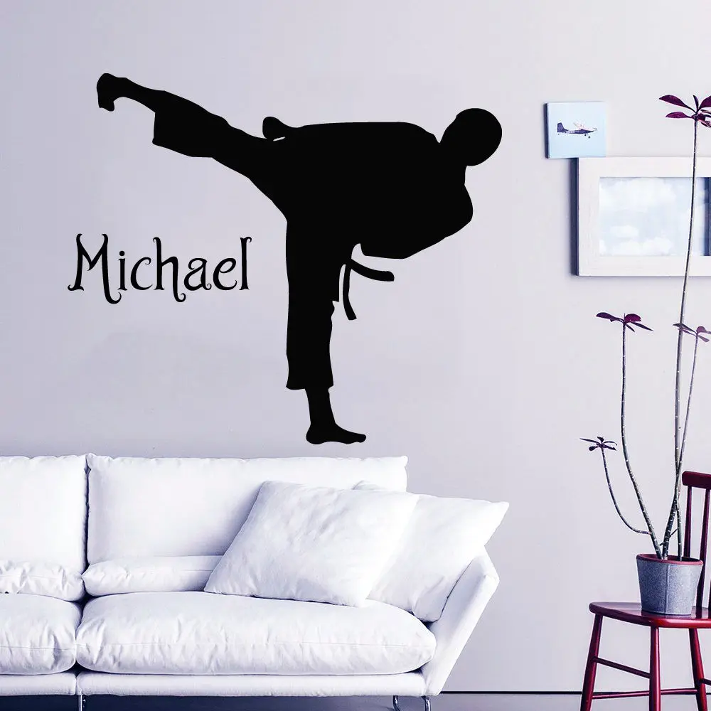 Karate Wall Decal Boy Personalized Name Vinyl Stickers Martial Arts