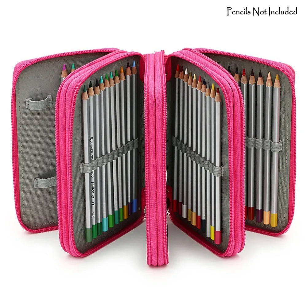 Günstig 72 halter 4 Schichten Handliche PU Leder Schule Bleistifte Fall Große Kapazität Farbige Bleistift Tasche Für Studenten Geschenk Kunst Liefert