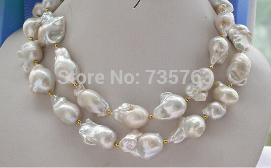 

HOT N273 BAROQUE WHITE KESHI REBORN PEARL NECKLACE