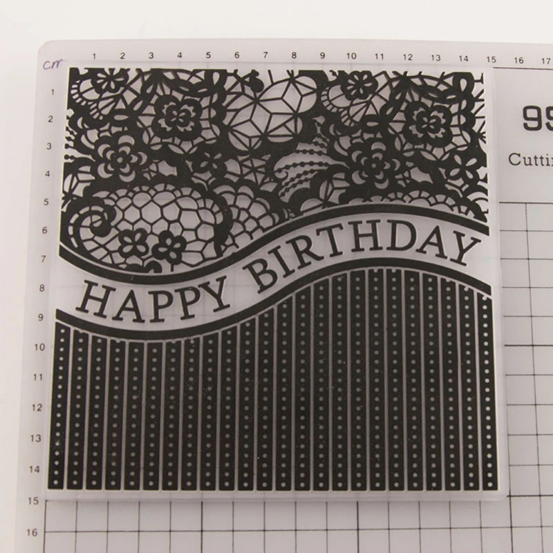 

Plastic Embossing Folder Template DIY Scrapbook Photo Album Card Happy Birthday