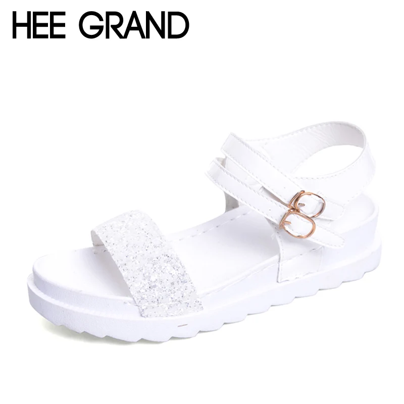 

HEE GRAND 2017 New Gladiator Sandals Platform Creepers Glitter Women Flats Shoes Summer Casual Shoes Woman Size 36-40 XWZ4233